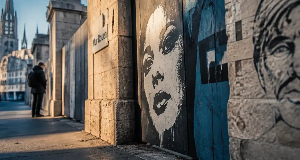 Street art Rouen : fresque et tags près d’un chantier