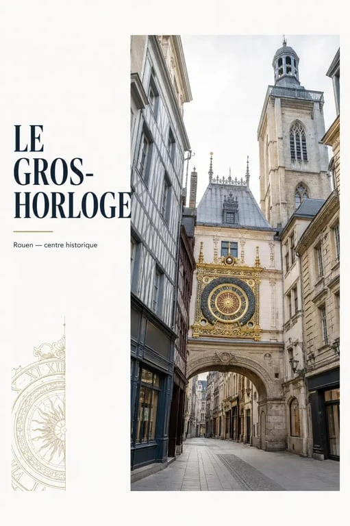 Visiter Gros-Horloge Rouen : vue extérieure du monument historique au cœur de Rouen avec le cadran doré et le beffroi