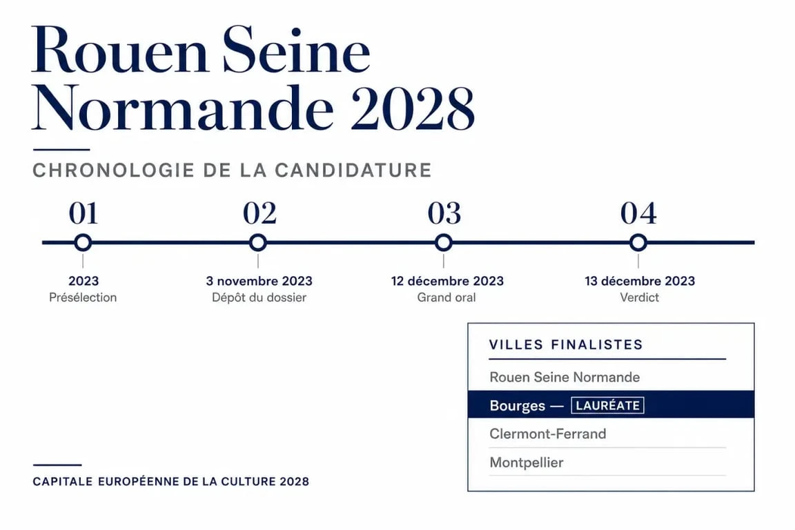 Capitale européenne de la culture Rouen : frise des dates clés et résultat final de la candidature