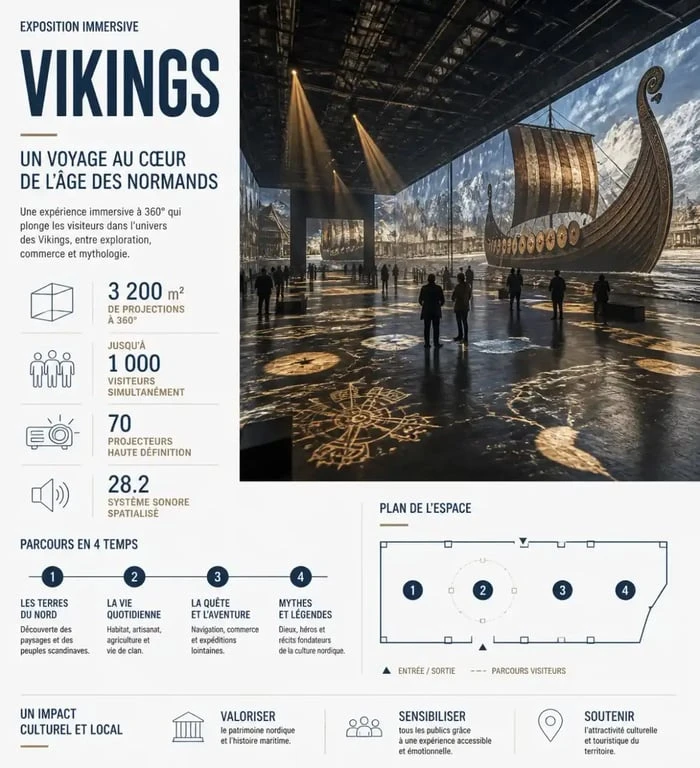 Exposition viking rouen en immersion 360 degres au Hangar 105