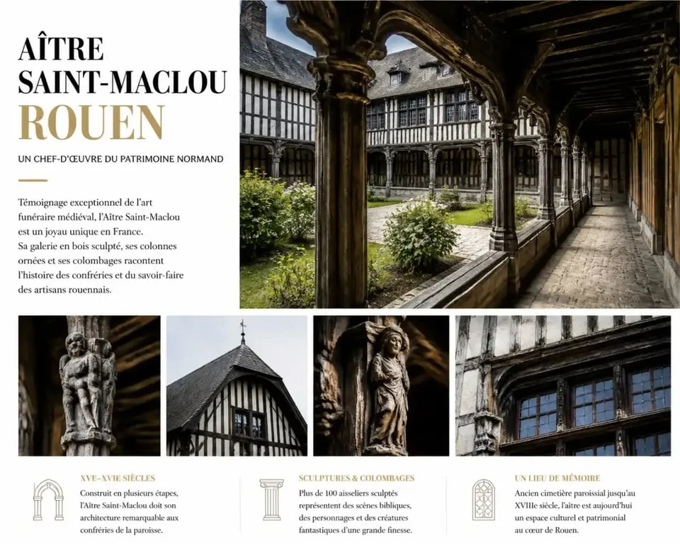 Visite patrimoine Rouen à l'Aître Saint-Maclou et dans le quartier médiéval