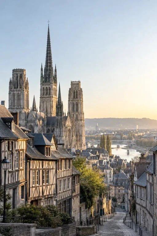 Rouen Normandie Tourisme et Congrès : vue du centre historique et de la cathédrale Notre-Dame