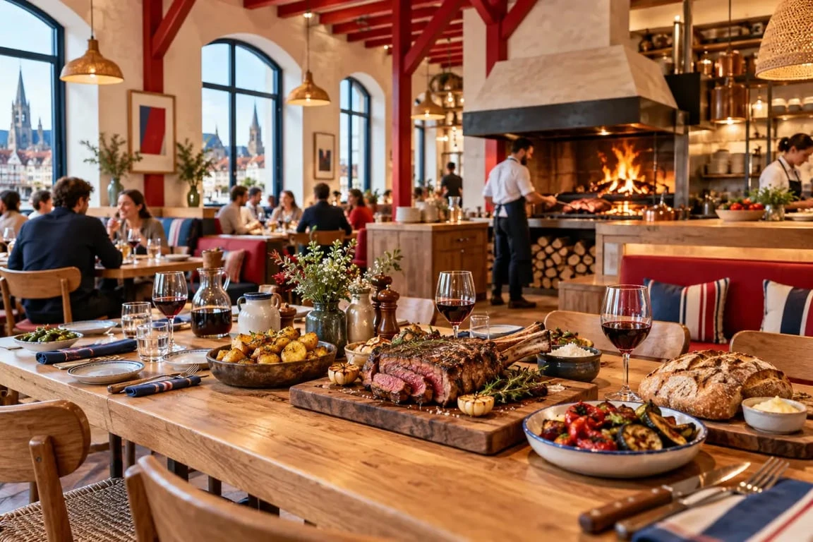 ADN restaurant Rouen, ambiance chaleureuse autour d’un four à bois et de plats à partager