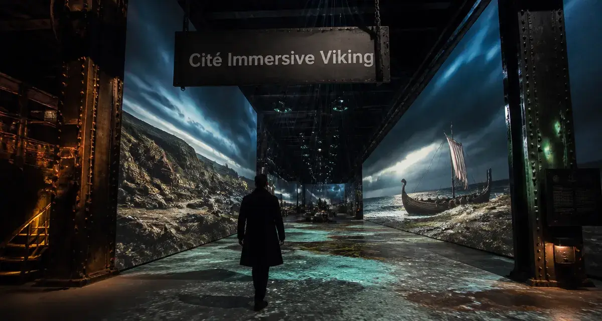Exposition viking rouen : visiteur dans la Cité Immersive Viking 900