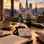 Rouen normandie tourisme et congrès : réunion face à la cathédrale Notre-Dame de Rouen