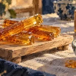 Sucre de pomme Rouen, bâtonnets transparents et caramel ambré